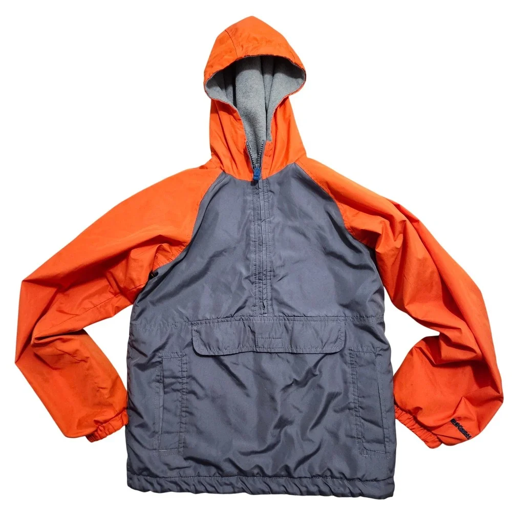 OshKosh Bgosh‎ Boys Orange Grey Colorblock Anorak Windbreaker Jacket Size 12 *